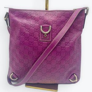 Gucci Magenta Purple Guccisima GG Signature Abbey D Ring Crossbody Messenger Bag